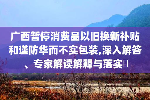 廣西暫停消費品以舊換新補貼和謹防華而不實包裝,深入解答、專家解讀解釋與落實?