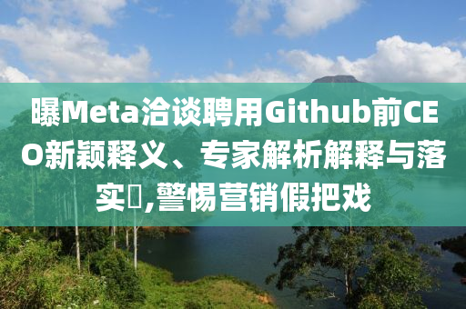 曝Meta洽談聘用Github前CEO新穎釋義、專家解析解釋與落實?,警惕營銷假把戲
