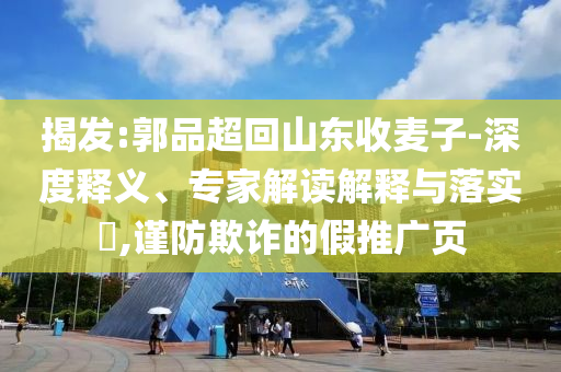 揭發(fā):郭品超回山東收麥子-深度釋義、專家解讀解釋與落實?,謹(jǐn)防欺詐的假推廣頁