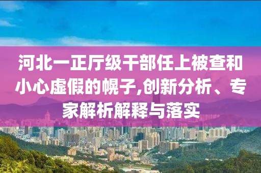 河北一正廳級(jí)干部任上被查和小心虛假的幌子,創(chuàng)新分析、專家解析解釋與落實(shí)