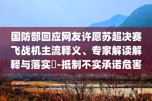 國防部回應網(wǎng)友許愿蘇超決賽飛戰(zhàn)機主流釋義、專家解讀解釋與落實?-抵制不實承諾危害