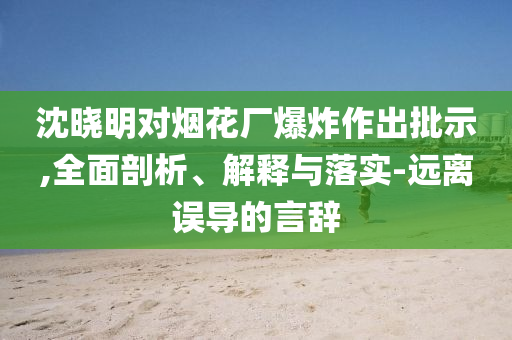 沈曉明對(duì)煙花廠爆炸作出批示,全面剖析、解釋與落實(shí)-遠(yuǎn)離誤導(dǎo)的言辭