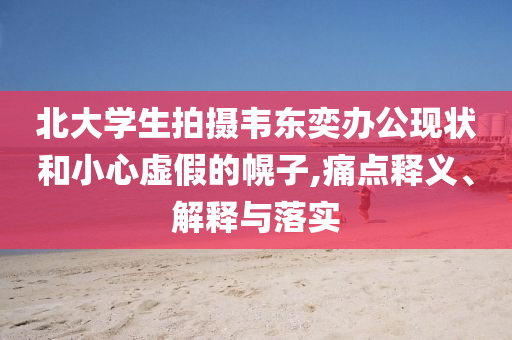 北大學(xué)生拍攝韋東奕辦公現(xiàn)狀和小心虛假的幌子,痛點釋義、解釋與落實