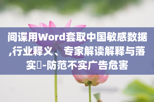 間諜用Word套取中國敏感數(shù)據(jù),行業(yè)釋義、專家解讀解釋與落實?-防范不實廣告危害