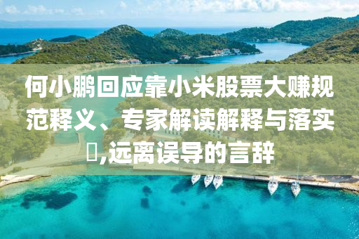 何小鵬回應(yīng)靠小米股票大賺規(guī)范釋義、專家解讀解釋與落實(shí)?,遠(yuǎn)離誤導(dǎo)的言辭