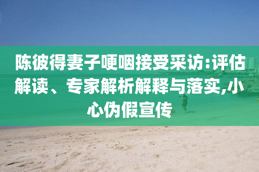 陳彼得妻子哽咽接受采訪:評(píng)估解讀、專(zhuān)家解析解釋與落實(shí),小心偽假宣傳