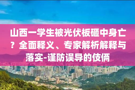 山西一學(xué)生被光伏板砸中身亡？全面釋義、專家解析解釋與落實(shí)-謹(jǐn)防誤導(dǎo)的伎倆
