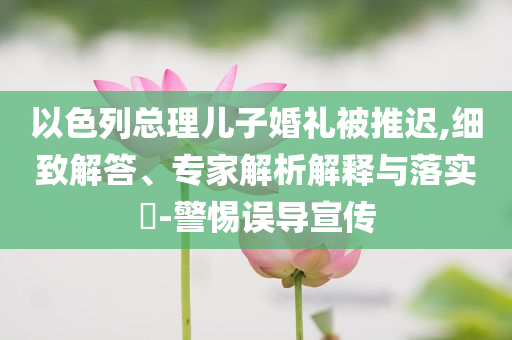 以色列總理兒子婚禮被推遲,細致解答、專家解析解釋與落實?-警惕誤導(dǎo)宣傳