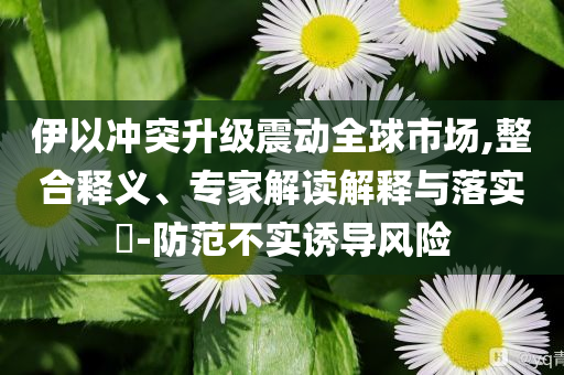 伊以沖突升級震動全球市場,整合釋義、專家解讀解釋與落實?-防范不實誘導風險