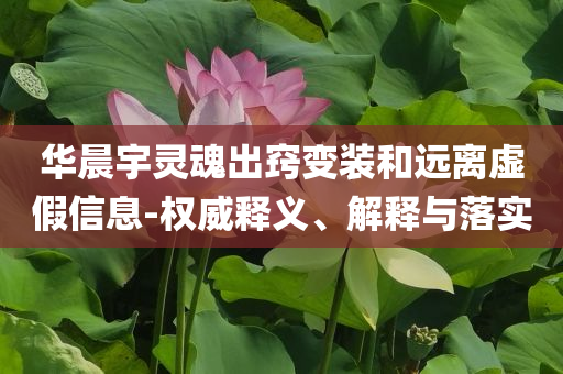 華晨宇靈魂出竅變裝和遠(yuǎn)離虛假信息-權(quán)威釋義、解釋與落實(shí)