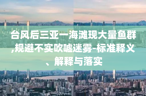 臺風后三亞一海灘現(xiàn)大量魚群,規(guī)避不實吹噓迷霧-標準釋義、解釋與落實