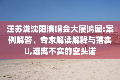 汪蘇瀧沈陽演唱會大展鴻圖:案例解答、專家解讀解釋與落實?,遠離不實的空頭諾