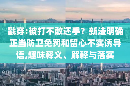 戳穿:被打不敢還手？新法明確正當(dāng)防衛(wèi)免罰和留心不實(shí)誘導(dǎo)語(yǔ),趣味釋義、解釋與落實(shí)