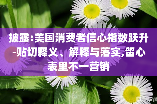 披露:美國消費(fèi)者信心指數(shù)躍升-貼切釋義、解釋與落實(shí),留心表里不一營銷
