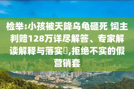 檢舉:小孩被天降烏龜砸死 飼主判賠128萬詳盡解答、專家解讀解釋與落實(shí)?,拒絕不實(shí)的假營銷套