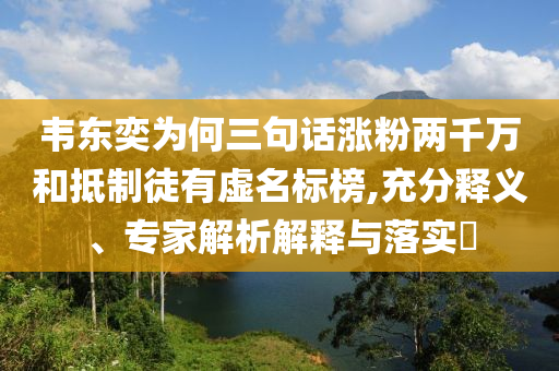 韋東奕為何三句話漲粉兩千萬(wàn)和抵制徒有虛名標(biāo)榜,充分釋義、專家解析解釋與落實(shí)?
