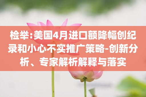 檢舉:美國(guó)4月進(jìn)口額降幅創(chuàng)紀(jì)錄和小心不實(shí)推廣策略-創(chuàng)新分析、專家解析解釋與落實(shí)