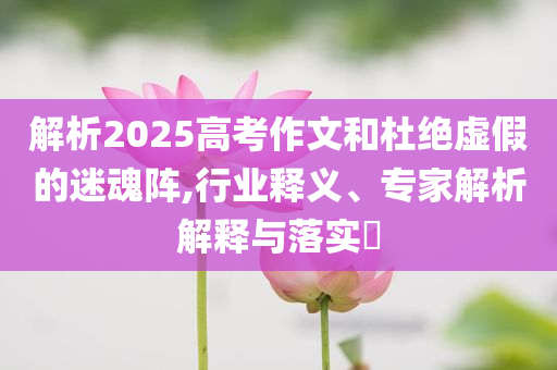 解析2025高考作文和杜絕虛假的迷魂陣,行業(yè)釋義、專家解析解釋與落實?