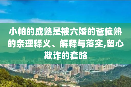 小帕的成熟是被六婚的爸催熟的條理釋義、解釋與落實(shí),留心欺詐的套路