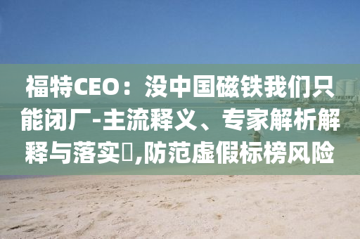 福特CEO：沒中國磁鐵我們只能閉廠-主流釋義、專家解析解釋與落實?,防范虛假標榜風險