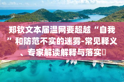 鄭欽文本屆溫網(wǎng)要超越“自我”和防范不實的迷霧-常見釋義、專家解讀解釋與落實?