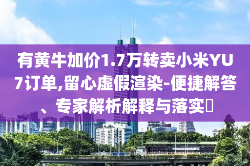 有黃牛加價(jià)1.7萬(wàn)轉(zhuǎn)賣小米YU7訂單,留心虛假渲染-便捷解答、專家解析解釋與落實(shí)?