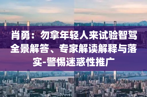 肖勇：勿拿年輕人來(lái)試驗(yàn)智駕全景解答、專家解讀解釋與落實(shí)-警惕迷惑性推廣