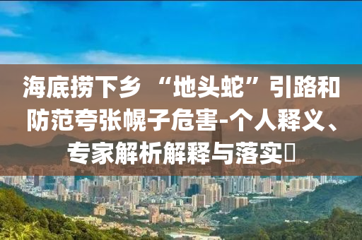 海底撈下鄉(xiāng) “地頭蛇”引路和防范夸張幌子危害-個(gè)人釋義、專(zhuān)家解析解釋與落實(shí)?