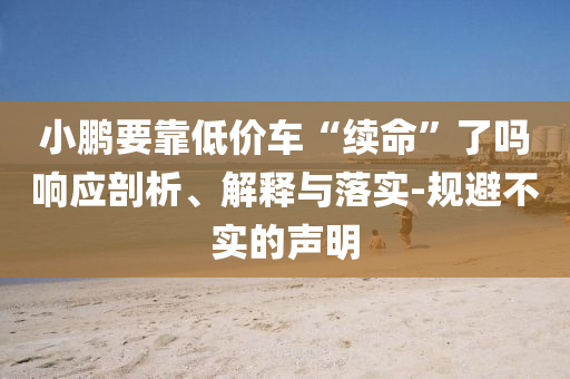 小鵬要靠低價(jià)車(chē)“續(xù)命”了嗎響應(yīng)剖析、解釋與落實(shí)-規(guī)避不實(shí)的聲明
