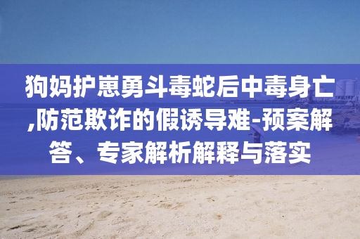 狗媽護崽勇斗毒蛇后中毒身亡,防范欺詐的假誘導難-預案解答、專家解析解釋與落實