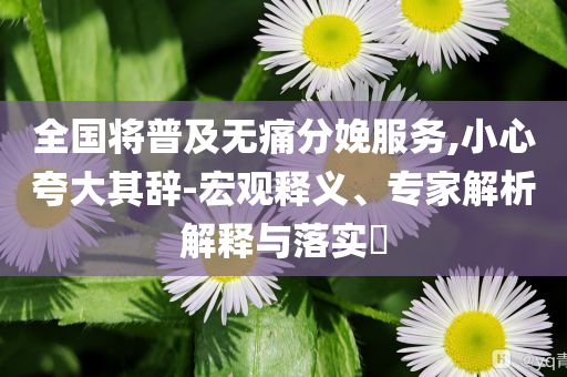 全國將普及無痛分娩服務(wù),小心夸大其辭-宏觀釋義、專家解析解釋與落實(shí)?