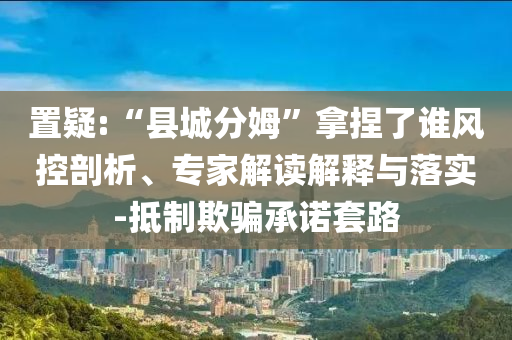 置疑:“縣城分姆”拿捏了誰風(fēng)控剖析、專家解讀解釋與落實(shí)-抵制欺騙承諾套路