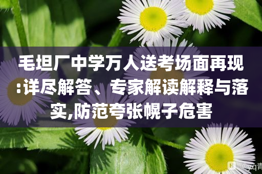 毛坦廠(chǎng)中學(xué)萬(wàn)人送考場(chǎng)面再現(xiàn):詳盡解答、專(zhuān)家解讀解釋與落實(shí),防范夸張幌子危害