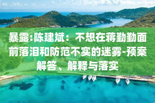 暴露:陳建斌：不想在蔣勤勤面前落淚和防范不實(shí)的迷霧-預(yù)案解答、解釋與落實(shí)