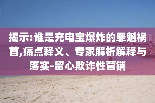 揭示:誰(shuí)是充電寶爆炸的罪魁禍?zhǔn)?痛點(diǎn)釋義、專家解析解釋與落實(shí)-留心欺詐性營(yíng)銷