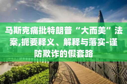 馬斯克痛批特朗普“大而美”法案,扼要釋義、解釋與落實-謹防欺詐的假套路