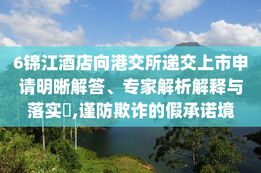 6錦江酒店向港交所遞交上市申請明晰解答、專家解析解釋與落實(shí)?,謹(jǐn)防欺詐的假承諾境