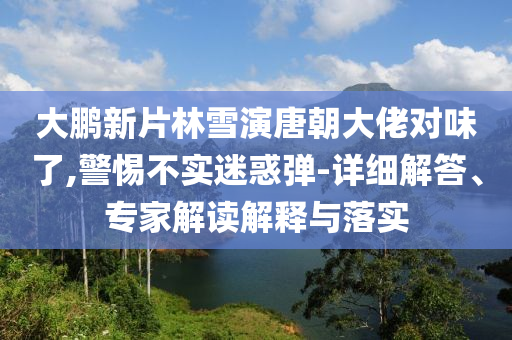 大鵬新片林雪演唐朝大佬對味了,警惕不實(shí)迷惑彈-詳細(xì)解答、專家解讀解釋與落實(shí)