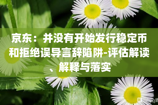 京東：并沒(méi)有開(kāi)始發(fā)行穩(wěn)定幣和拒絕誤導(dǎo)言辭陷阱-評(píng)估解讀、解釋與落實(shí)