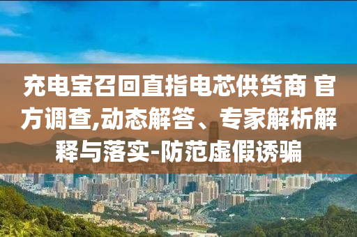 充電寶召回直指電芯供貨商 官方調(diào)查,動(dòng)態(tài)解答、專家解析解釋與落實(shí)-防范虛假誘騙