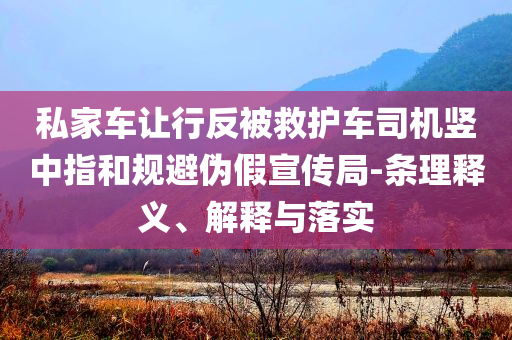 私家車讓行反被救護車司機豎中指和規(guī)避偽假宣傳局-條理釋義、解釋與落實