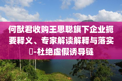 何猷君收購?fù)跛悸斊煜缕髽I(yè)扼要釋義、專家解讀解釋與落實?-杜絕虛假誘導(dǎo)鏈