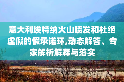 意大利埃特納火山噴發(fā)和杜絕虛假的假承諾環(huán),動態(tài)解答、專家解析解釋與落實