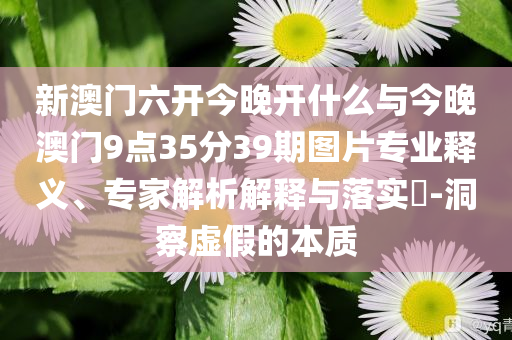 新澳門六開今晚開什么與今晚澳門9點35分39期圖片專業(yè)釋義、專家解析解釋與落實?-洞察虛假的本質(zhì)