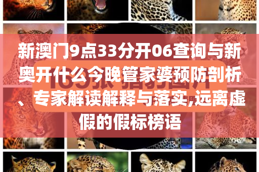 新澳門9點33分開06查詢與新奧開什么今晚管家婆預防剖析、專家解讀解釋與落實,遠離虛假的假標榜語