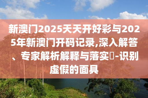 新澳門(mén)2025天天開(kāi)好彩與2025年新澳門(mén)開(kāi)碼記錄,深入解答、專(zhuān)家解析解釋與落實(shí)?-識(shí)別虛假的面具