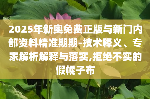 2025年新奧免費(fèi)正版與新門內(nèi)部資料精準(zhǔn)期期-技術(shù)釋義、專家解析解釋與落實(shí),拒絕不實(shí)的假幌子布