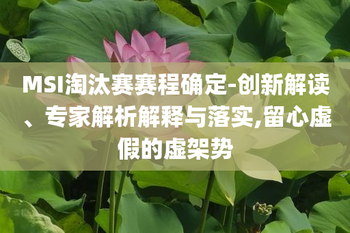 MSI淘汰賽賽程確定-創(chuàng)新解讀、專(zhuān)家解析解釋與落實(shí),留心虛假的虛架勢(shì)