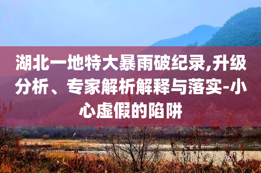 湖北一地特大暴雨破紀(jì)錄,升級(jí)分析、專家解析解釋與落實(shí)-小心虛假的陷阱
