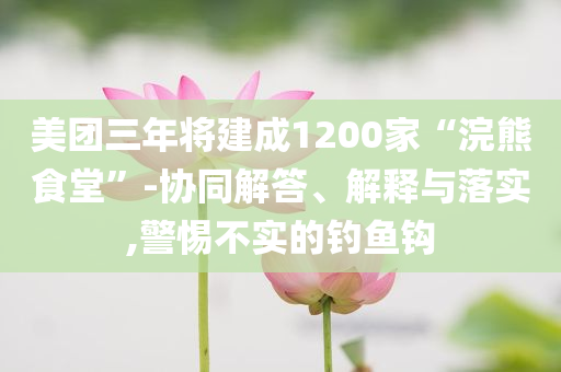 美團(tuán)三年將建成1200家“浣熊食堂”-協(xié)同解答、解釋與落實(shí),警惕不實(shí)的釣魚鉤